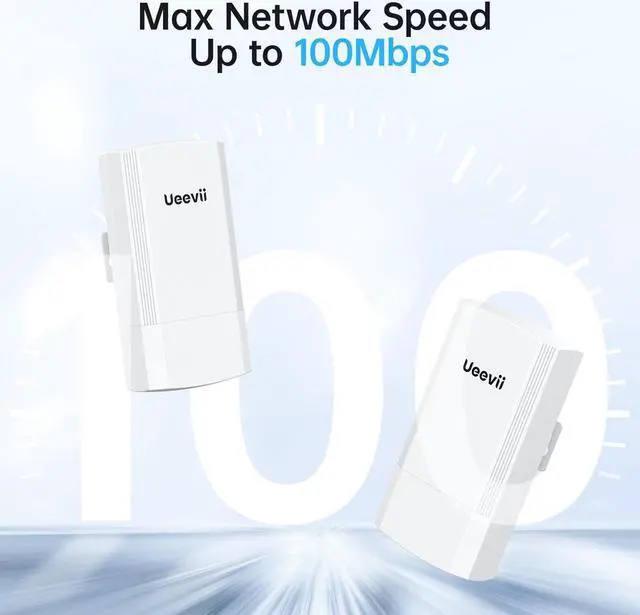 Alt view image 3 of 7 - Wireless Bridge with 2 Brackets, UeeVii 5.8G Point to Point WiFi Bridge, 2 km Long Range Outdoor CPE with Dual 100Mbps LAN Ports, 24V PoE Injector, Ideal for Extending Network to Barn, Garage, or Shop