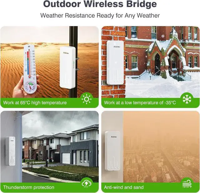 Alt view image 5 of 7 - 3PCS Gigabit Wireless Bridge Kit, 3KM 5.8G Point to 2 Point Outdoor CPE, CPE662 Long Range WiFi Bridges for PtP/PtMP with High Gain Antenna and PoE Adapter,1000/100Mbps RJ45 Ethernet Port