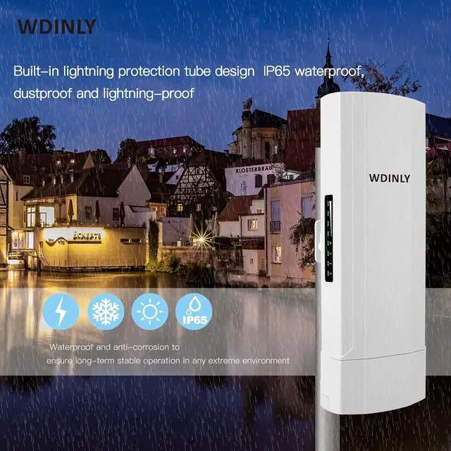 Alt view image 3 of 7 - 5KM Wireless Bridge Outdoor for Network Extend, 5.8G Point to Point WiFi Bridge Long Range with 14dBi High Gain Antenna, PoE Powered, for Starlink WiFi Extender/Surveillance Camera, 2 RJ45 Port