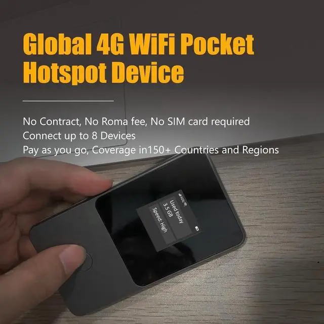 Alt view image 2 of 6 - Global Travel Mobile Hotspot Device 4G Pocket Router No Roaming fee Built-in SIM Card No Need Physical Card No Contract 150 Countries Travel Portable WiFi Hotspot 10GB for North America