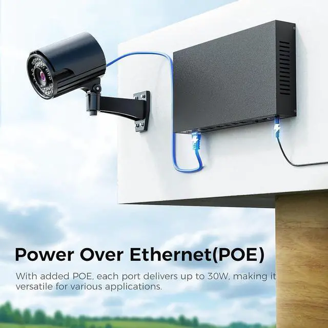 Alt view image 2 of 7 - 8-Port 2.5Gb POE Switch with 1*10Gb SFP+ Uplink, Featuring 9*2.5G PoE Switch, Base-T POE Ports, IEEE802.3af, 120W, Compatible with Gigabit, Metal Fanless,Desktop/Wall Mount, 2.5Gbe Ethernet