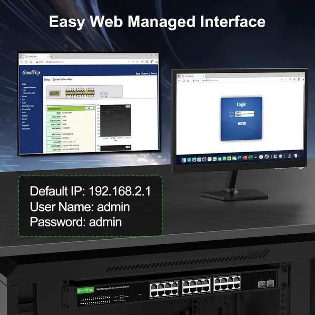 Alt view image 5 of 7 - 24 Port 2.5Gb Web Managed Switch,24 x 2.5G Port,2 x 10G SFP+,160Gbps Bandwidth Smart Managed Network Switch with LACP/VLAN/QoS/DHCP Client,Fanless Metal Ethernet Switch,1U Rack Mounted