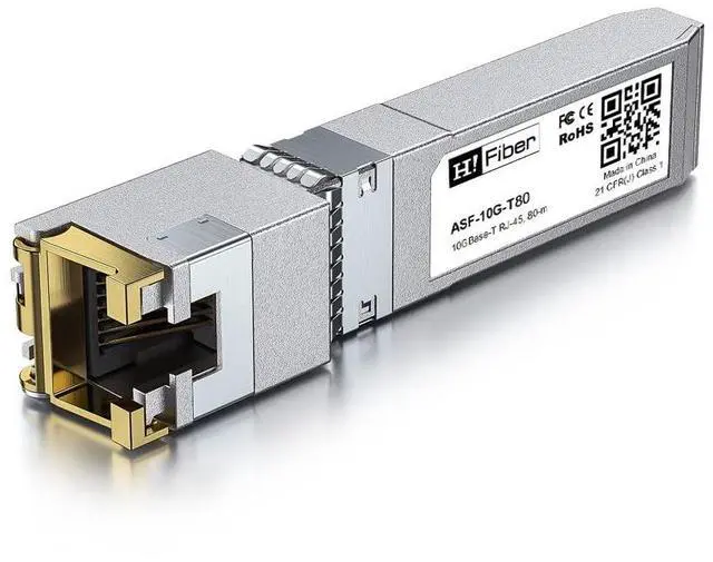 Alt view image 2 of 5 - H!Fiber 10Gb SFP+ to RJ45 Module, 80 Meters, 10Gbase-T Ethernet SFP+ Copper Transceiver for Cisco, Meraki, MikroTik, Ubiquiti, Unifi, Netgear, QNAP, D-Link and More, Cat6a/Cat7/Cat8