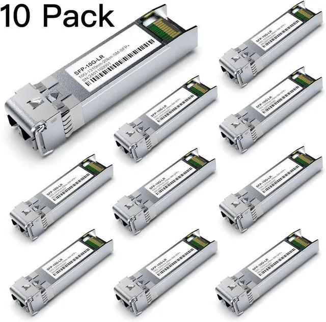 Alt view image 2 of 7 - 10Pack SFP+ 10GBase-LR SingleMode Module, 1310nm 10G LC SMF Fiber Optic Transceiver for Cisco SFP-10G-LR, Ubiquiti UniFi UF-SM-10G, Meraki MA-SFP-10GB-LR, Netgear, TP-Link and More (1310nm DDM 20km)