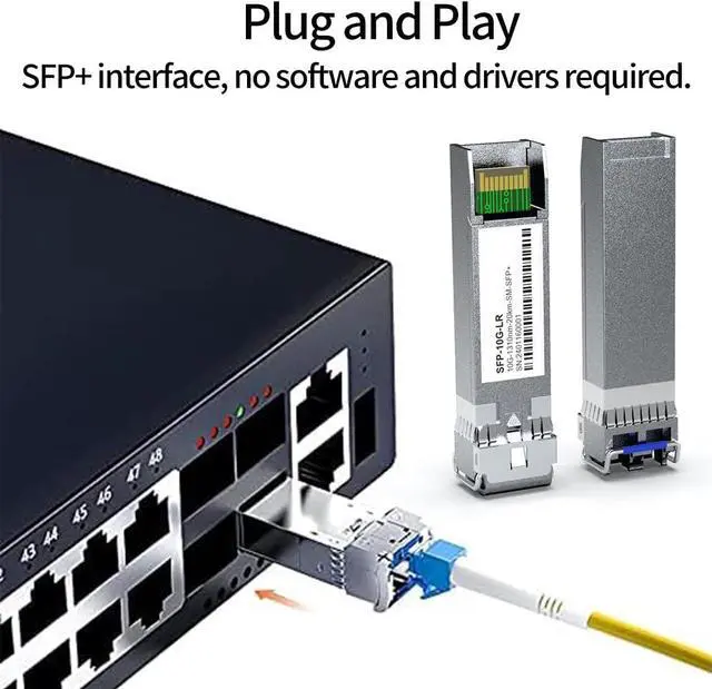 Alt view image 7 of 7 - 10Pack SFP+ 10GBase-LR SingleMode Module, 1310nm 10G LC SMF Fiber Optic Transceiver for Cisco SFP-10G-LR, Ubiquiti UniFi UF-SM-10G, Meraki MA-SFP-10GB-LR, Netgear, TP-Link and More (1310nm DDM 20km)