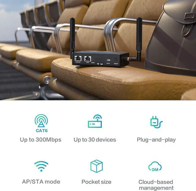 Alt view image 2 of 7 - InHand Networks CR202 4G LTE CAT6 Pocket Portable Wi-Fi Router,Smart VPN Router,Travel Hotspot, Access Point, Extender, 5000 mAh Battery, Verizon,T-Mobile,AT&T cetified.
