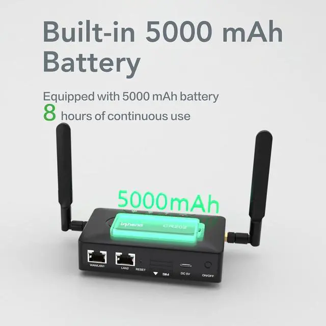 Alt view image 7 of 7 - InHand Networks CR202 4G LTE CAT6 Pocket Portable Wi-Fi Router,Smart VPN Router,Travel Hotspot, Access Point, Extender, 5000 mAh Battery, Verizon,T-Mobile,AT&T cetified.