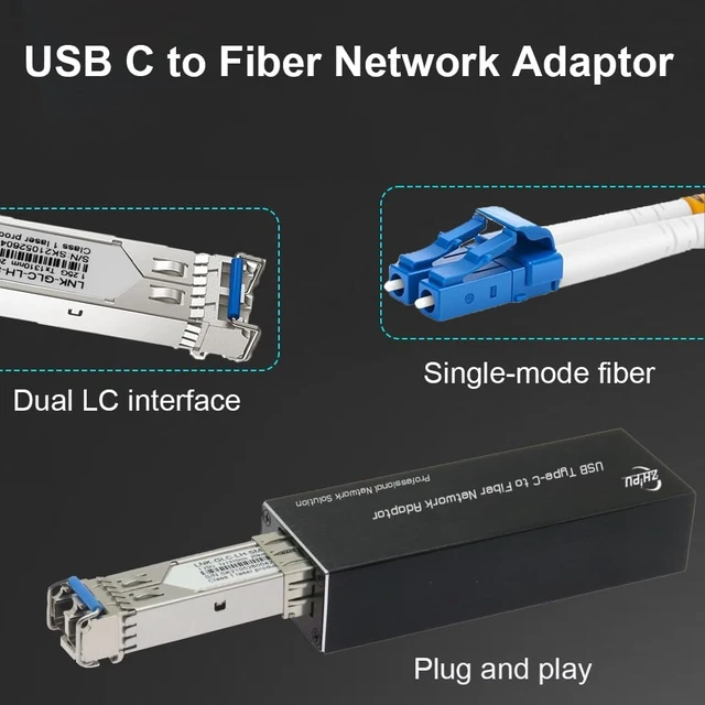 Alt view image 3 of 7 - USB 3.0 to 100/1000base-X SFP Gigabit Fiber Network Adapter