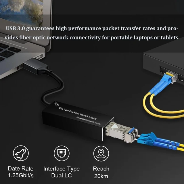 Alt view image 5 of 7 - USB 3.0 to 100/1000base-X SFP Gigabit Fiber Network Adapter