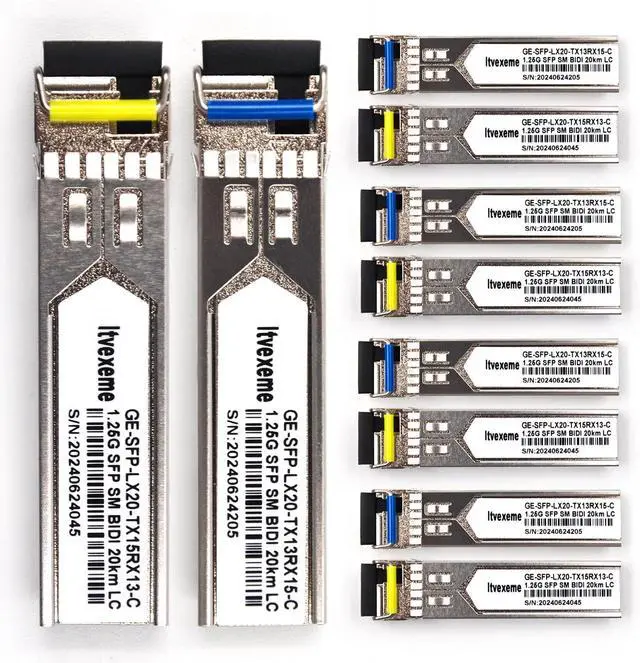 Main image of 5 Pairs 1.25G BIDI SFP Network Transceiver Module, 1.25 Gigabit Single Mode, LX SM 1310nm 1550nm 20km, Single Fiber Interface for Router, Network Card, Switch, Firewall etc