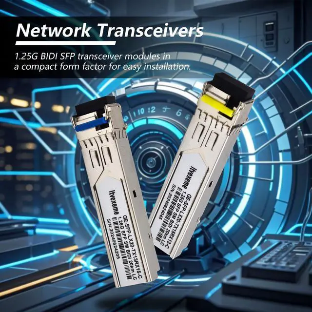 Alt view image 4 of 7 - 5 Pairs 1.25G BIDI SFP Network Transceiver Module, 1.25 Gigabit Single Mode, LX SM 1310nm 1550nm 20km, Single Fiber Interface for Router, Network Card, Switch, Firewall etc