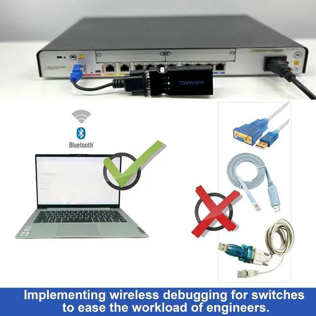 Alt view image 2 of 7 - Long Range RS232/RS-232 Serial Bluetooth Adapter Supports 9 pin or RJ45 Interface,Cisco Compatible Console Cable,Wireless Configuration of switches, routers,etc. (WF610A)