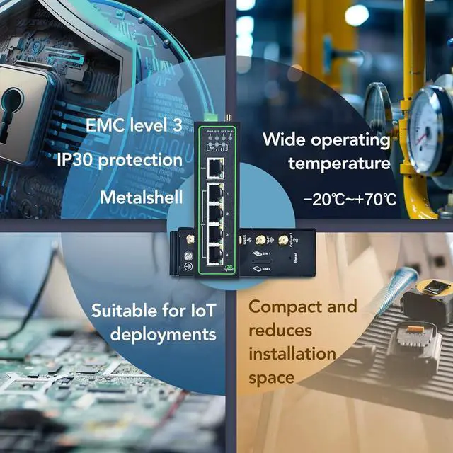 Alt view image 5 of 7 - InHand Networks IR315, Industrial IoT 4G LTE VPN Router, 300Mbps Cellular + Wi-Fi, Dual SIM Cards Slots,5 Ethernet Port, Din-Rail Mounted, Support AT&T, T-Mobile & Verizon (LTE CAT 6 & DI/DO)