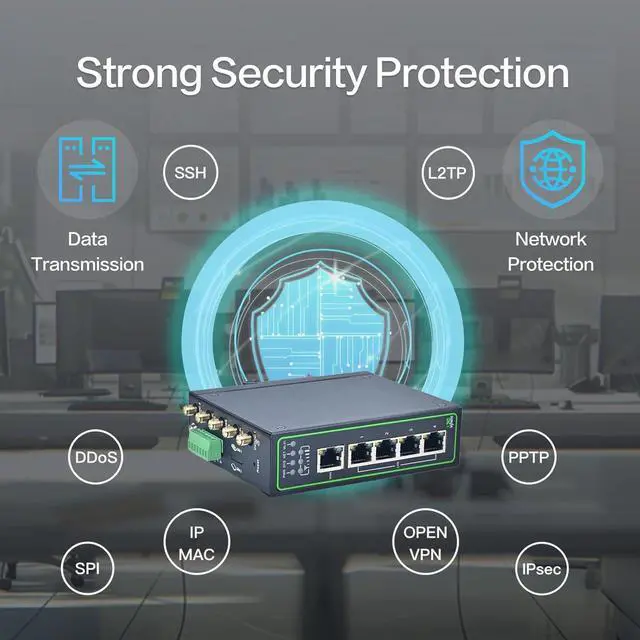 Alt view image 7 of 7 - InHand Networks IR315, Industrial IoT 4G LTE VPN Router, 300Mbps Cellular + Wi-Fi, Dual SIM Cards Slots,5 Ethernet Port, Din-Rail Mounted, Support AT&T, T-Mobile & Verizon (LTE CAT 6 & DI/DO)
