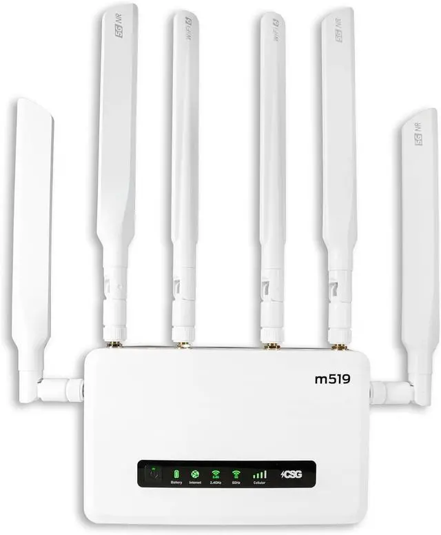 Main image of CSG m519 5G Cellular Gateway Business or Home Gigabit Router, Compatible with Verizon 5G, Dual-SIM, Cat19 Router, Wi-Fi 6, Battery Backup for Portable Travel, Fast Internet Speeds on Up to 200 Devices