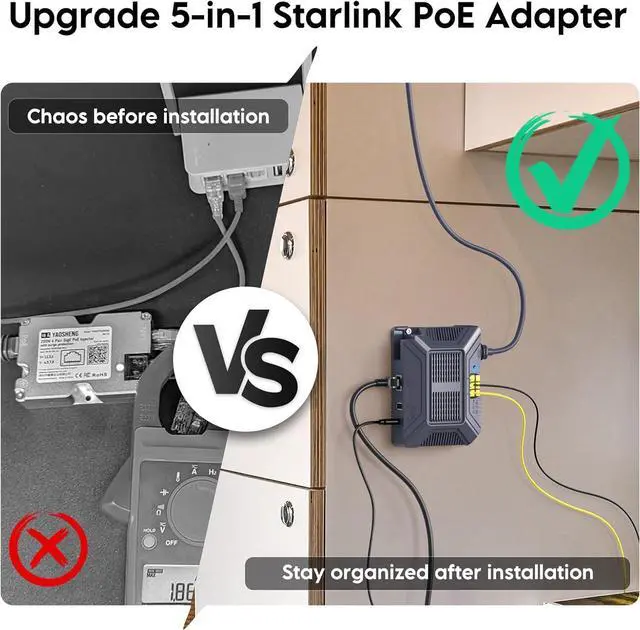 Alt view image 5 of 7 - QUIDDITY Starlink V3 Poe Injector, 200W 5 in 1 Gigabit POE Adapter Compatible with StarLink (Gen3) POE DC 9-36V/3A with USB & Type-C Power Output