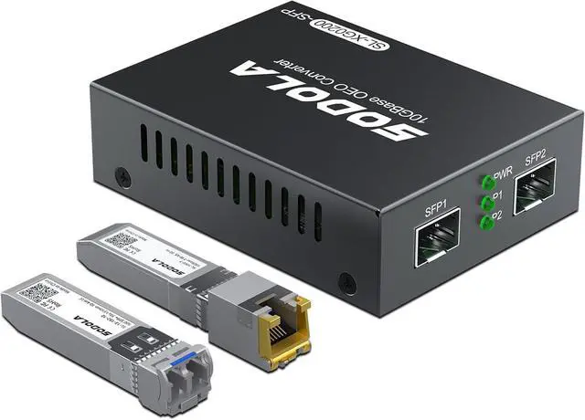 Main image of 10G SFP+ Media Converter (Kit) with 10GBase-T Fiber Transceiver Reach 30 Meters and 10GBase-LR Fiber Module (10 km, SMF, 1310 nm)