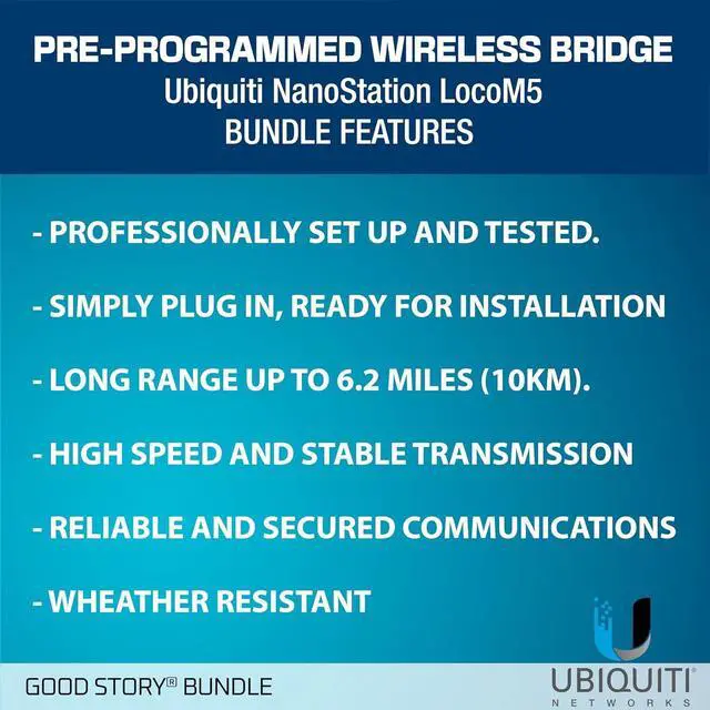 Alt view image 5 of 7 - Wireless Bridge LOCOM5 PRE-Programmed Bundle of 2 Ubiquiti Nanostation LOCO M5, Point to Point Outdoor WiFi Bridge, Plugh and Play, 5GHz, 150+Mbps, 15+km Link Range Network Wireless Bridge.