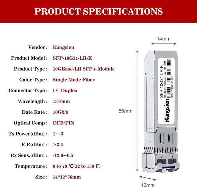 Alt view image 7 of 7 - 10GBASE-LR SFP+ Module, 10G 1310nm Single Mode SFP LC Fiber Optic Transceiver, SFP+ Up to 10km Range, Compatible with Cisco SFP, Meraki, Ubiquiti, Mikrotik, Fortinet, TP-Link4 Pack