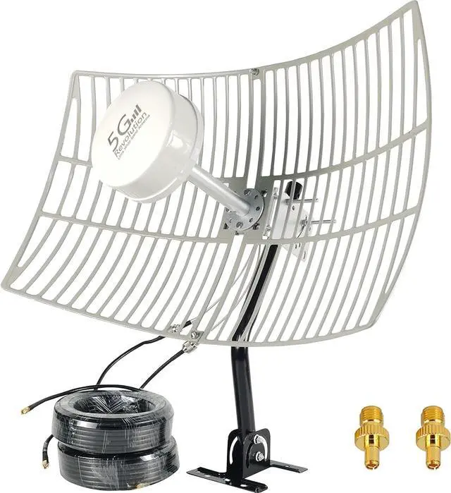 Main image of 5G MIMO Antenna 4G LTE Outdoor 2x2 MIMO Parabolic Antennas Directional WiFi Antenna Long Range for 5G 4G LTE WiFi Hotspot Modem Router 698-6000MHz 30dBi with SMA TS9 Cable Pole(Full kit)