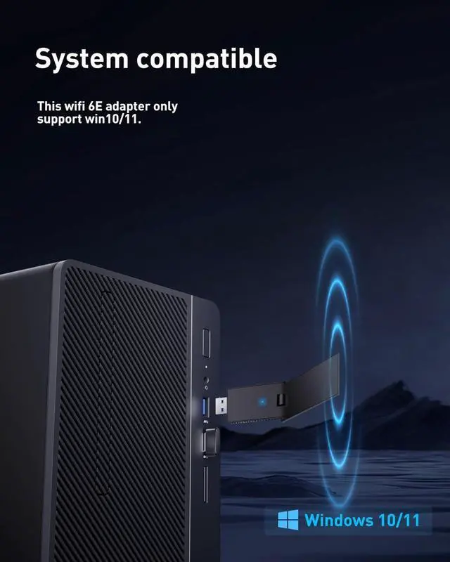 Alt view image 6 of 7 - WiFi 6E Adapter Wireless USB for PC - AXE5400 Tri-Band 6G/5G/2.4G WiFi 6E USB Adapter for Desktop PC Laptop, MU-MIMO Technologies, Wireless Adapter for Desktop Network Adapters Supports Windows 11/10