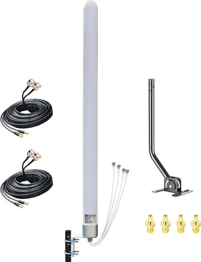 Main image of Omni Directional MIMO 4x4 Antenna 5G WiFi Outdoor 4G LTE Antennas for T-Mobile N71 Cellular Hotspots Router Gateways, 600-6000MHz, 10meter Cable SMA TS9/ Mounting Pole (Full kit)