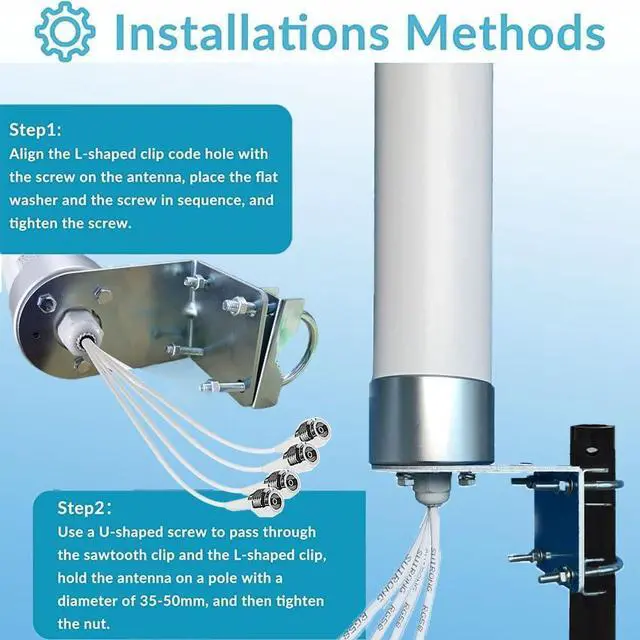 Alt view image 6 of 7 - Omni Directional MIMO 4x4 Antenna 5G WiFi Outdoor 4G LTE Antennas for T-Mobile N71 Cellular Hotspots Router Gateways, 600-6000MHz, 10meter Cable SMA TS9/ Mounting Pole (Full kit)