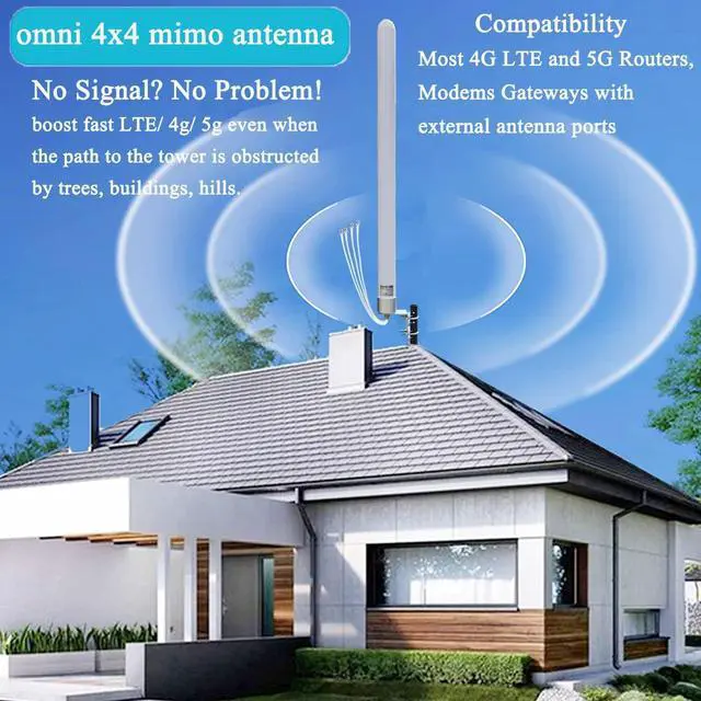 Alt view image 5 of 7 - Omni Directional MIMO 4x4 Antenna 5G WiFi Outdoor 4G LTE Antennas for T-Mobile N71 Cellular Hotspots Router Gateways, 600-6000MHz, 10meter Cable SMA TS9/ Mounting Pole (Full kit)