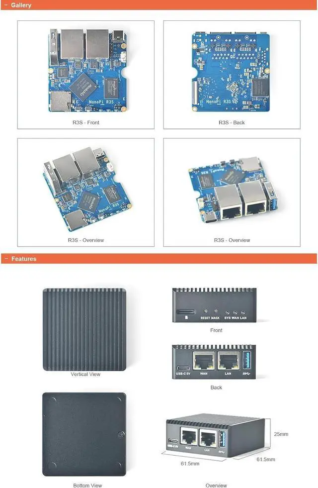 Alt view image 5 of 7 - youyeetoo NanoPi R3S - A Tiny IoT Router, RK3566, Dual GbE, USB3.0, 61.5mmX61.5mmX25mm - FriendlyElec (2+0GB TF Card Kit)