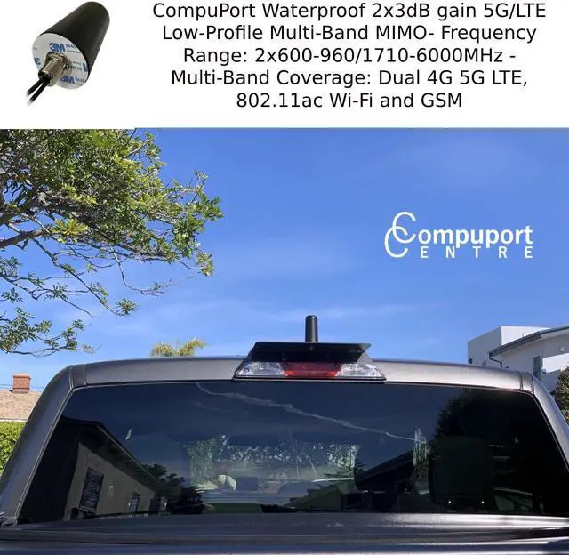 Alt view image 5 of 7 - CompuPort Waterproof 2x3dB gain 5G/LTE Multi-Band MIMO Panorama M2M Antenna Wall Mounting- Frequency Range: 2x600-960/1710-6000MHz -Multi-Band Coverage: Dual 5G LTE, 802.11ac Wi-Fi and GSM
