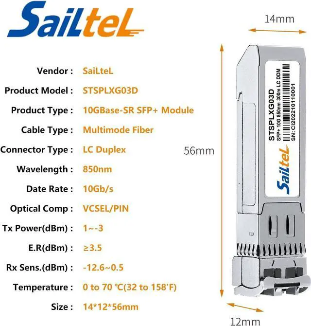Alt view image 7 of 7 - 10GBase-SR SFP+ Transceiver, Gigabit Multimode SFP LC Duplex Transceiver,10G 850nm MMF, up to 300 Meters,Compatible with Cisco, Ubiquiti , Mikrotik,Netgear, Fortinet,D-Link,Linksys and More(10 Pack)