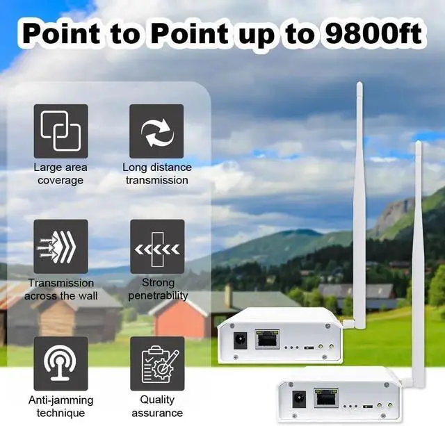 Alt view image 2 of 7 - WiFi Halow Wireless Bridge Enhanced Version for 3km Long Distance Transmission,Plug and Play, Point to Point/Multipoint Outdoor to Shop Barn Garage Building with High-Gain Antenna (1 to 1)