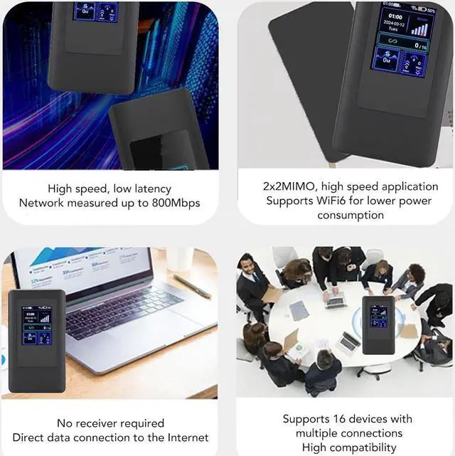 Alt view image 5 of 7 - 5G Portable Mobile Hotspot, 5G Mobile Hotspot Gigabit Dual Band Wireless Fidelity 6 WiFi 6 Support 16 Devices Travel Routers with 4400mAh Battery for Live Gaming Entertainment
