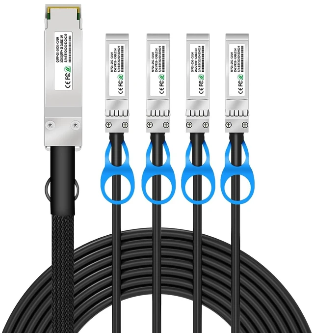 Main image of 100GbE QSFP28+ to 4X SFP28 Breakout DAC Twinax Cable, for Intel 100GBASE-CR4 Devices, 1-Meter(3.3ft), Passive Direct Attach Copper High-Speed Cable 100G to 4X 25G Splitter Stacking Cable