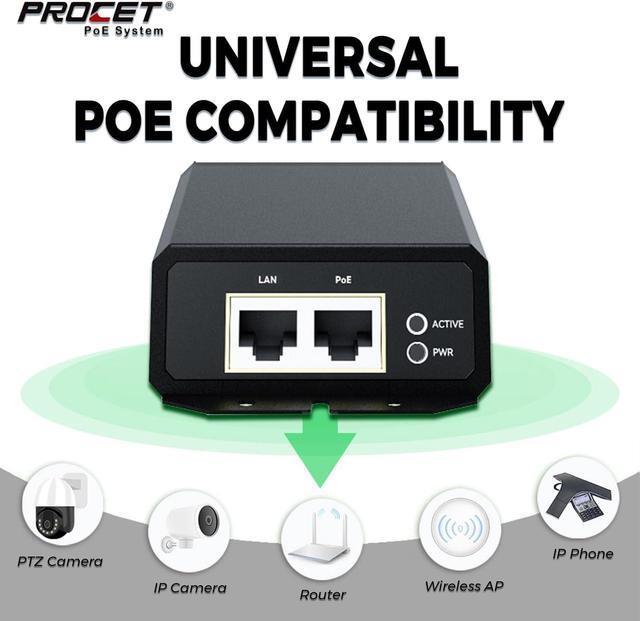 Gigabit DC Poe Injector | 12V 24V 48V (5-60V) DC Input | Max 3A