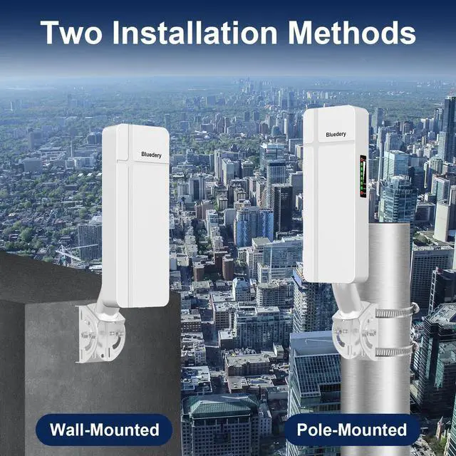 Alt view image 6 of 6 - Dual 1Gbps Ethernet Port Point to Point WiFi Extender Long Range Bridge, 5.8GHz 3KM 1000Mbps Starlink WiFi Extender Signal Booster, Outdoor Wireless Bridge with 18dBi High Gain Antenna, 2 Pack