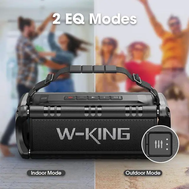 Alt view image 5 of 7 - W-KING Bluetooth Speaker, 90W Max Portable Outdoor Speaker Loud, IPX6 Waterproof/50W Deep Bass Subwoofer/40H/EQ/Dual Pairing/TF/AUX, Large Boombox Speakers Bluetooth Wireless for Party/Beach/Jobside