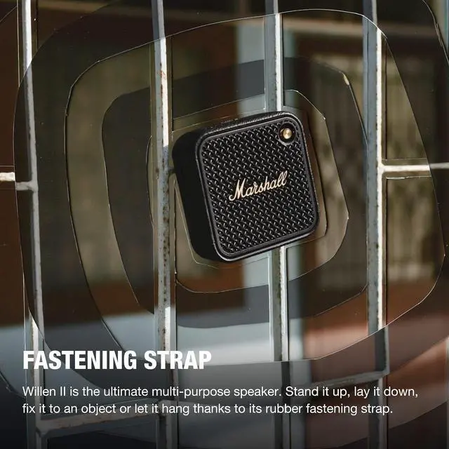 Alt view image 5 of 7 - Marshall Willen II Bluetooth Portable Speaker - Black & Brass