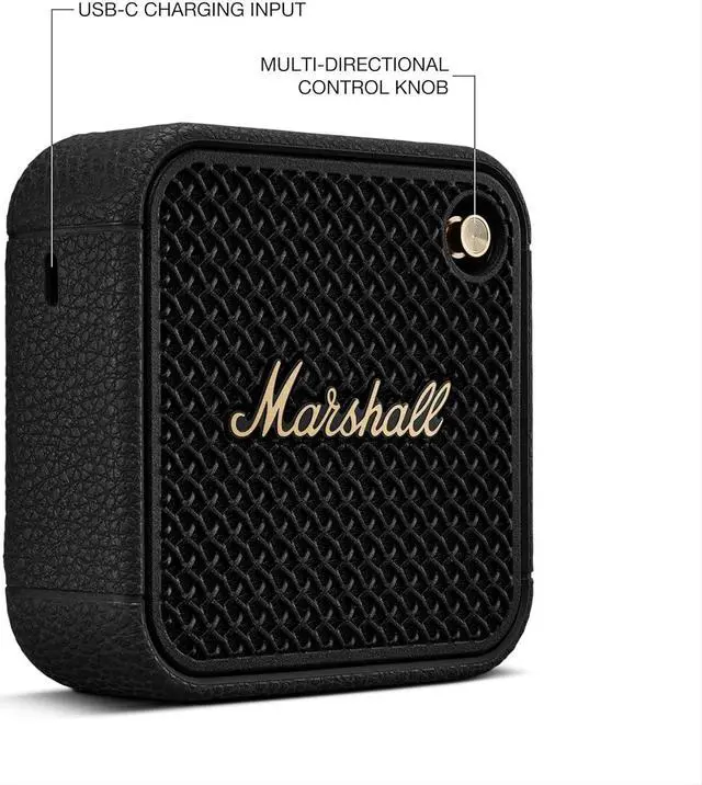 Alt view image 7 of 7 - Marshall Willen II Bluetooth Portable Speaker - Black & Brass
