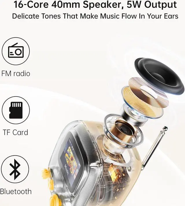 Alt view image 3 of 7 - Divoom Tiivoo-2 FM Radio Bluetooth Speaker with Alarm Clock,Pixel Art Retro Mini Small Cute Wireless Speaker,Vintage Decor Suitble for Party Office Home Desk Bedroom Kitchen Outdoor,Cream