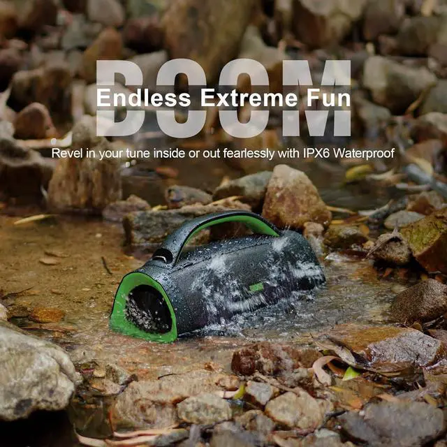 Alt view image 3 of 7 - DOSS Extreme Boom Pro Loud Bluetooth Speaker with 100W Stereo Sound, Extra Bass, 20H Playtime, Party-Sync Led Lights, Built-in Power Bank, IPX6 Waterproof Outdoor Speaker for Camping, Pool-Green