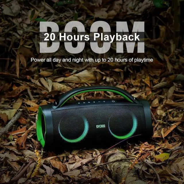 Alt view image 4 of 7 - DOSS Extreme Boom Pro Loud Bluetooth Speaker with 100W Stereo Sound, Extra Bass, 20H Playtime, Party-Sync Led Lights, Built-in Power Bank, IPX6 Waterproof Outdoor Speaker for Camping, Pool-Green