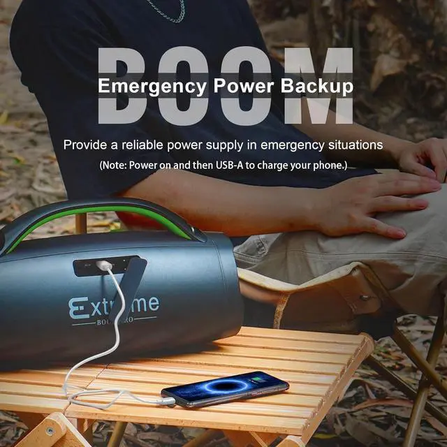 Alt view image 5 of 7 - DOSS Extreme Boom Pro Loud Bluetooth Speaker with 100W Stereo Sound, Extra Bass, 20H Playtime, Party-Sync Led Lights, Built-in Power Bank, IPX6 Waterproof Outdoor Speaker for Camping, Pool-Green