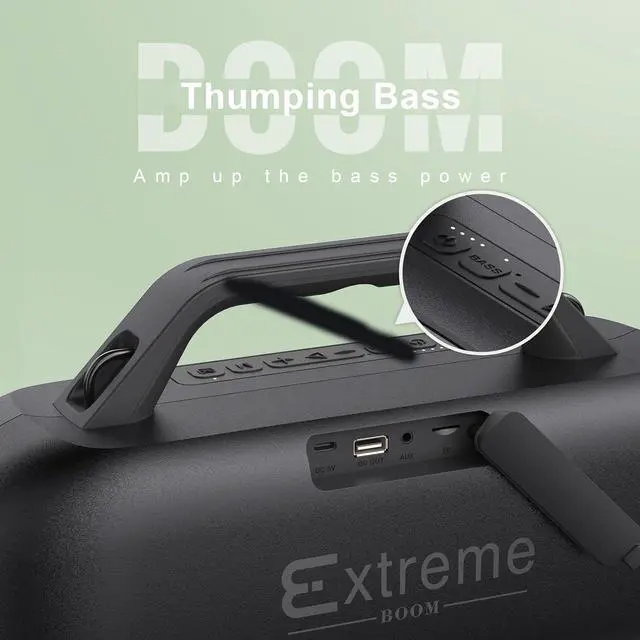 Alt view image 3 of 7 - DOSS Extreme Boom Outdoor Bluetooth Speaker with 60W Mighty Sound, Deep Bass, 30H Playtime,10400mAh Power Bank, BT 5.3, IPX6 Waterproof, Portable Strap for Camping, Pool, Beach, Garage, Work