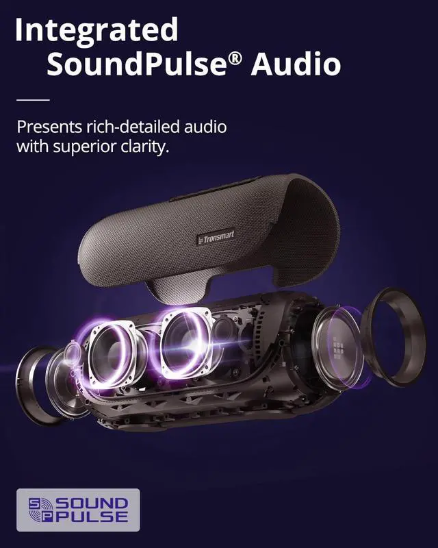 Alt view image 2 of 7 - Tronsmart Upgraded Bang 60W Bluetooth Speakers with Subwoofer, IPX6 Waterproof Loud Bluetooth Speaker with 7 Color Light, 15H Playtime, Custom EQ, Portable Speaker with Handle for Outdoor, Party