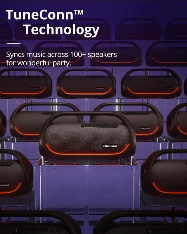 Alt view image 3 of 7 - Tronsmart Upgraded Bang 60W Bluetooth Speakers with Subwoofer, IPX6 Waterproof Loud Bluetooth Speaker with 7 Color Light, 15H Playtime, Custom EQ, Portable Speaker with Handle for Outdoor, Party
