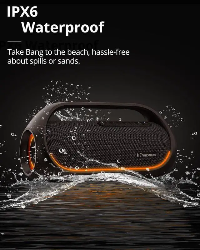 Alt view image 4 of 7 - Tronsmart Upgraded Bang 60W Bluetooth Speakers with Subwoofer, IPX6 Waterproof Loud Bluetooth Speaker with 7 Color Light, 15H Playtime, Custom EQ, Portable Speaker with Handle for Outdoor, Party