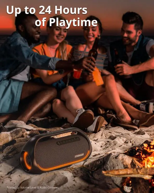 Alt view image 7 of 7 - Tronsmart Upgraded Bang 60W Bluetooth Speakers with Subwoofer, IPX6 Waterproof Loud Bluetooth Speaker with 7 Color Light, 15H Playtime, Custom EQ, Portable Speaker with Handle for Outdoor, Party