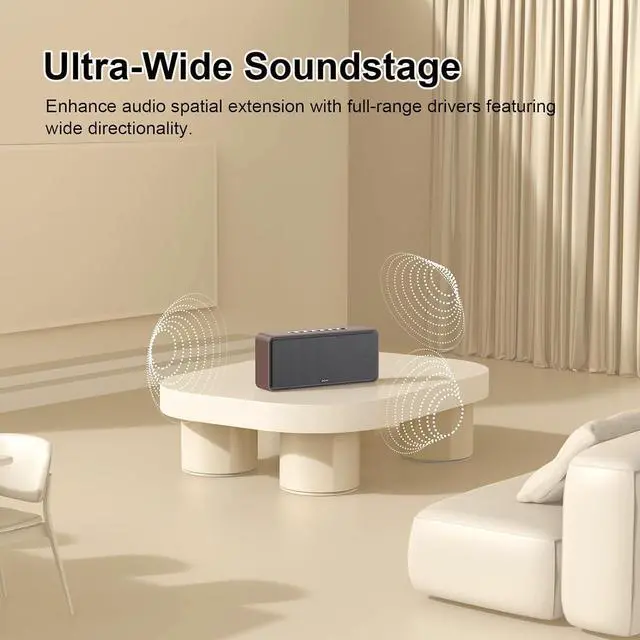 Alt view image 5 of 7 - DOSS SoundBox XL Bluetooth Speaker with Subwoofer, 32W Loud Sound with Booming Bass, Dual DSP Technologies, 10H Playtime, USB-C, TWS, 2.1 Audio Channel for Home, Indoor and Office - Gold