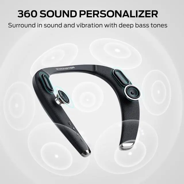 Alt view image 2 of 7 - Monster Boomerang Petite Neckband Bluetooth Speakers, Neck Speaker with 15H Playtime, aptX High Fidelity 3D Stereo Sound, Low Latency, Built-in Mic, IPX5 Waterproof Wearable for Home Outdoor